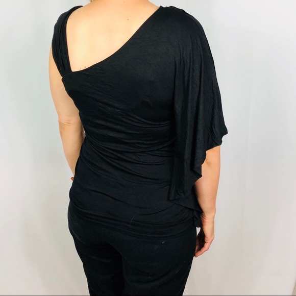 Black One Shoulder Top B059 - Picture 5 of 6